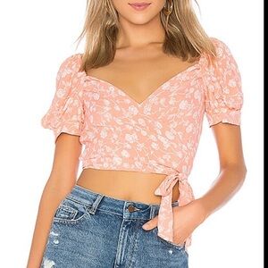 Blue Life Peach Floral Crop Top